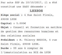 annonce legale sasu lyon